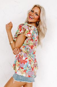 Garden Glory Shift Top In Lime sold by Impressions