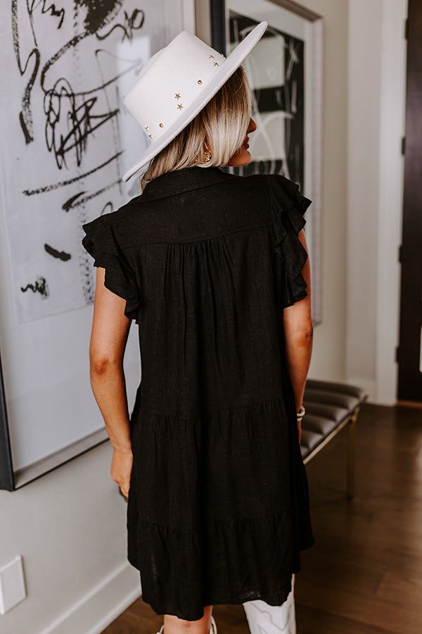 Newsworthy Style Linen-Blend Babydoll Dress In Black sold by Impressions product image thumbnail 4