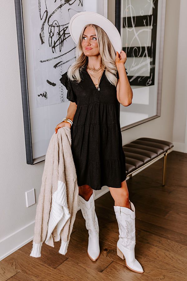 Newsworthy Style Linen-Blend Babydoll Dress In Black sold by Impressions