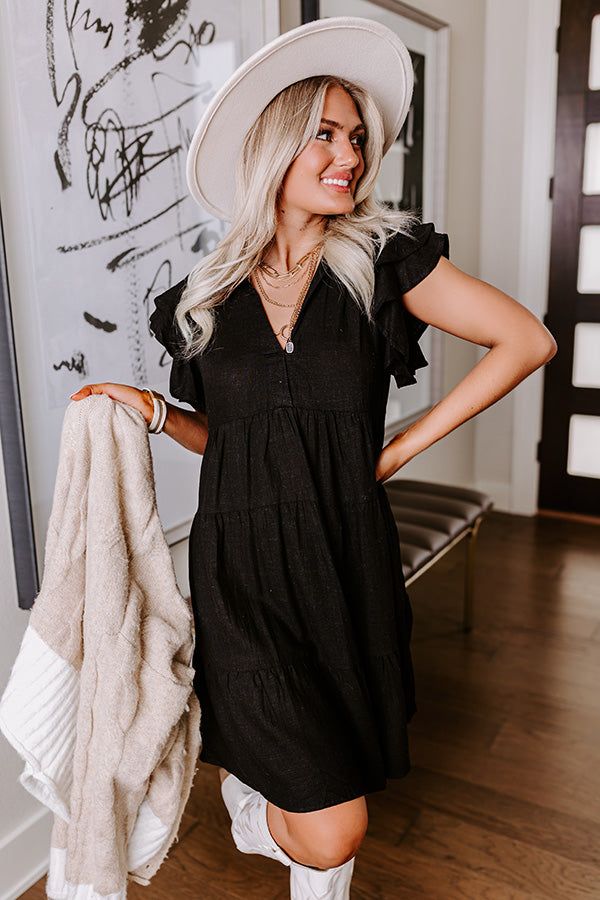 Newsworthy Style Linen-Blend Babydoll Dress In Black sold by Impressions product image thumbnail 2