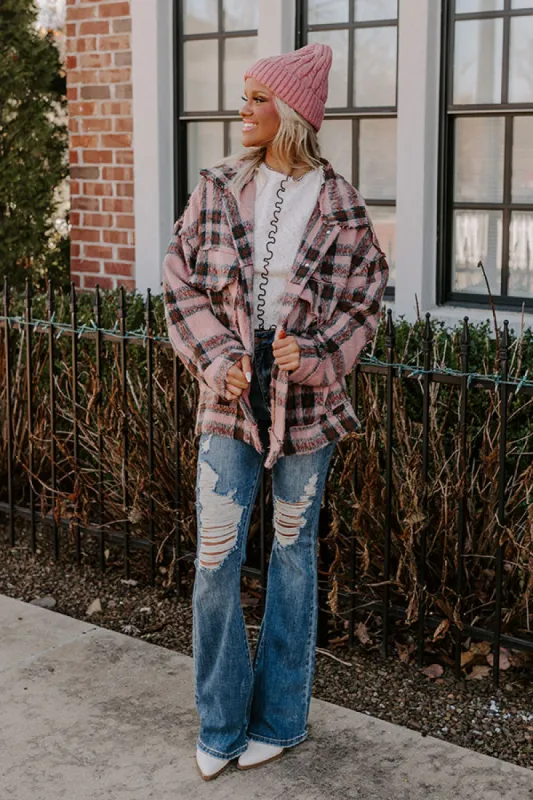 Cinnamon Brown Plaid Jacket in Blush sold by Impressions