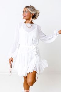 Made To Twirl Ruffle Dress In White sold by Impressions