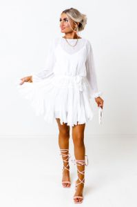 Made To Twirl Ruffle Dress In White sold by Impressions