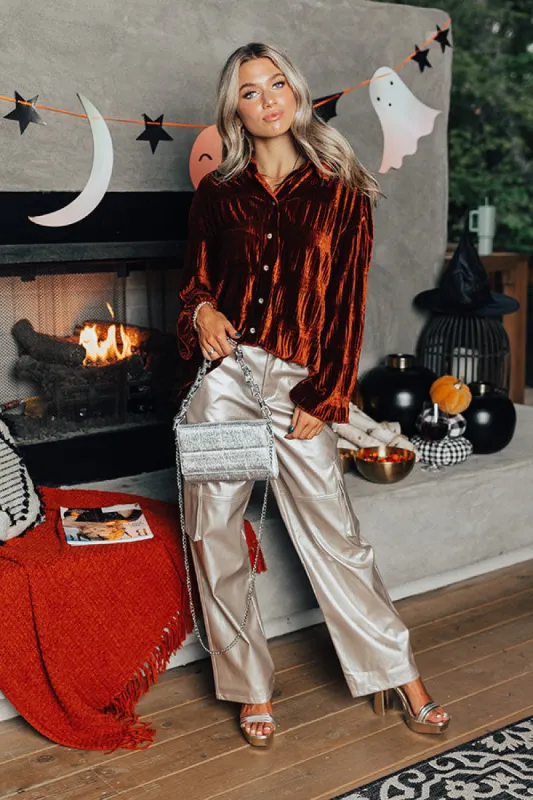 The Hannah High Waist Metallic Cargo Pants sold by Impressions