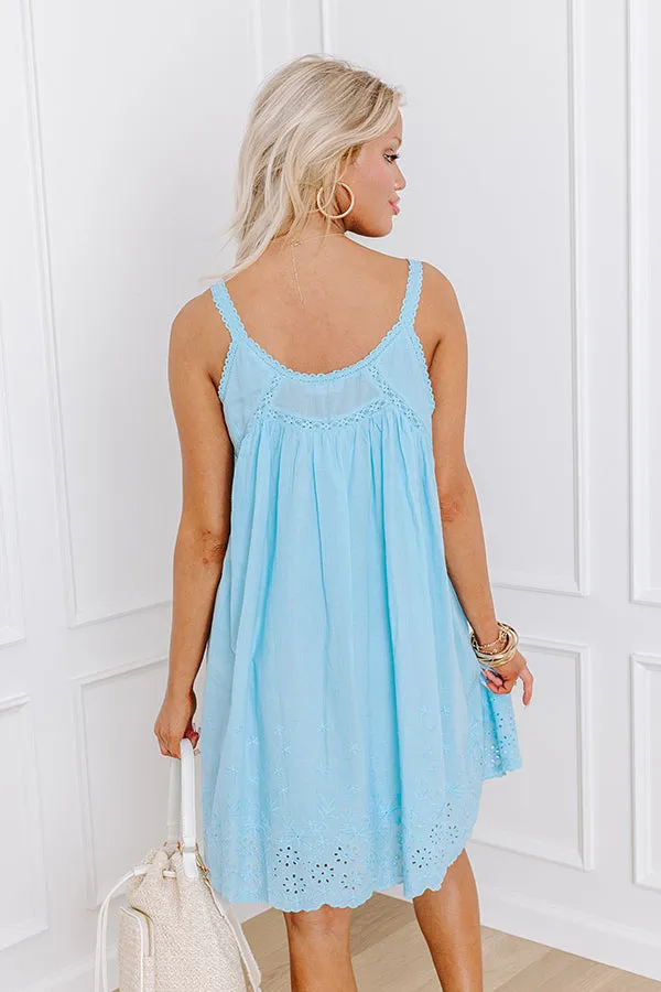 Kiss Me Under The Lemon Tree Eyelet Mini Dress in Sky Blue sold by Impressions product image thumbnail 3