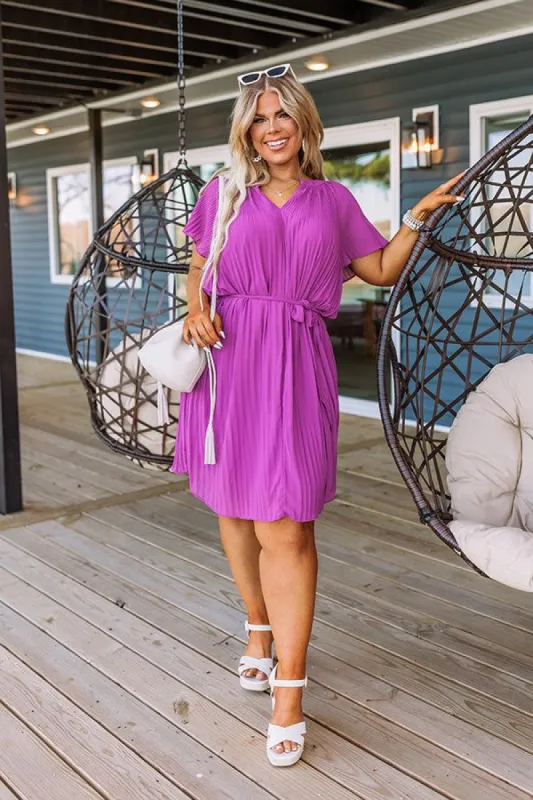 Cool Catina Crush Pleated Dress In Orchid Curves sold by Impressions