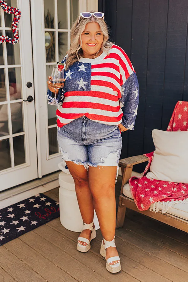 Risen Mel High Waist Distressed Shorts In Medium Wash Curves sold by Impressions product image thumbnail 2