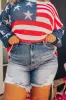 Risen Mel High Waist Distressed Shorts In Medium Wash Curves sold by Impressions