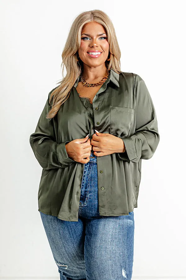 Once In A Lifetime Satin Top In Olive Curves sold by Impressions product image thumbnail 2