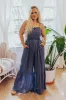 Desirable Destination Smocked Jumpsuit In Autumn Sky Curves sold by Impressions