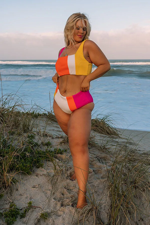 Coastal Cruise High Waist Color Block Bikini Bottom Curves sold by Impressions