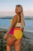 Coastal Cruise High Waist Color Block Bikini Bottom Curves sold by Impressions