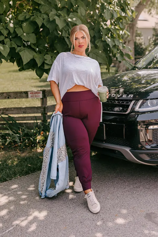 Ivy League Style High Waist Butter Soft Joggers In Royal Plum Curves sold by Impressions
