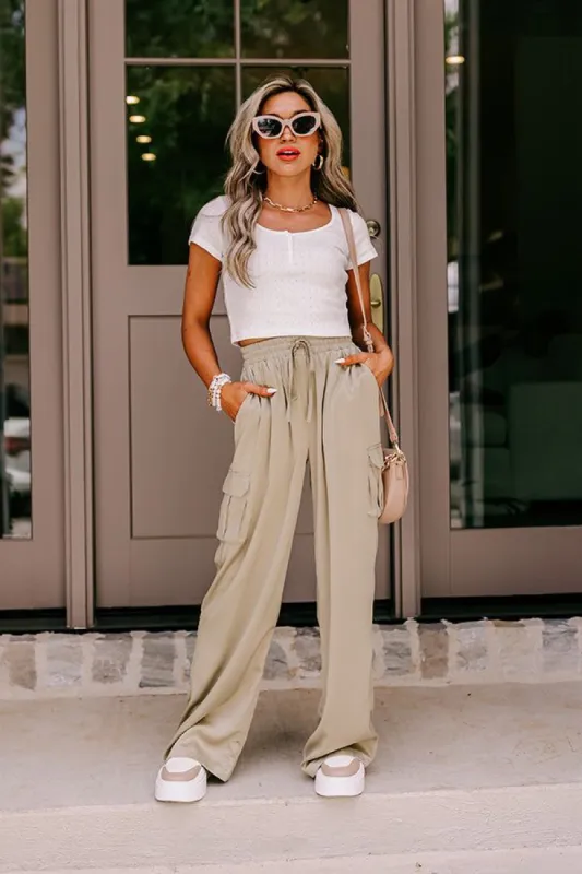 Sure And Steady High Waist Trousers In Sage sold by Impressions