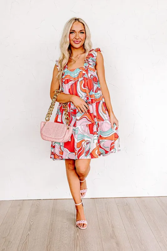 Popular Retreat Mini Dress in Scarlet sold by Impressions