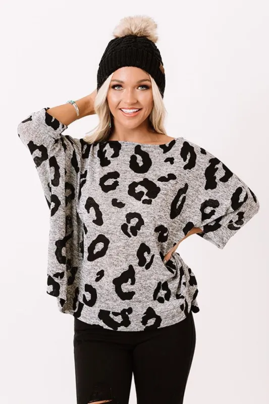 Big Dreams Leopard Shift Top In Grey sold by Impressions