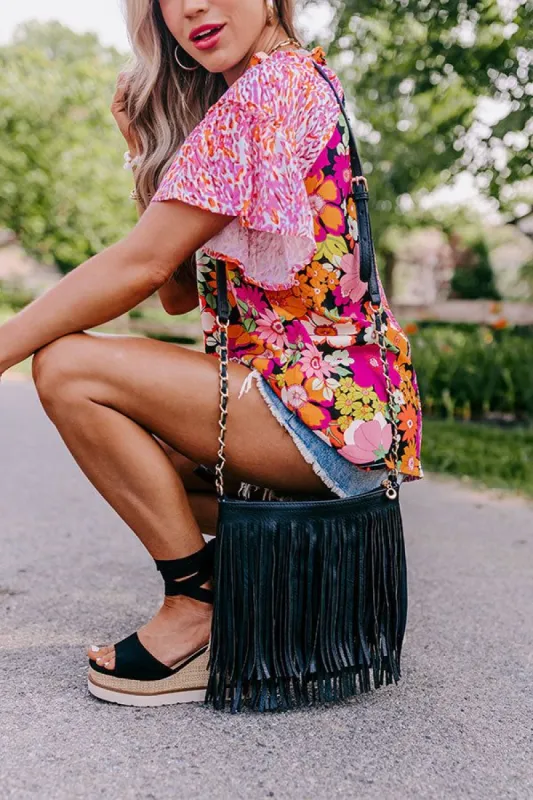 Right On Cue Fringe Crossbody In Black sold by Impressions