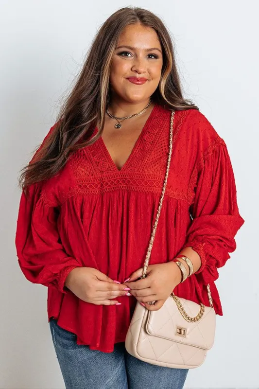 Lovely Novella Babydoll Top In Red Curves sold by Impressions