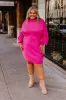 Slow Mornings Sweater Dress In Hot Pink Curves sold by Impressions