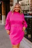 Slow Mornings Sweater Dress In Hot Pink Curves sold by Impressions