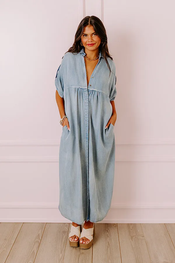 NYC Ready Chambray Maxi Dress sold by Impressions