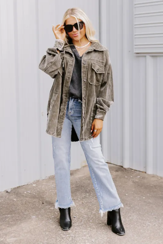 Own The World Corduroy Jacket In Olive sold by Impressions