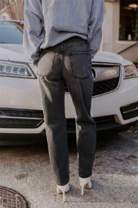 The Jackson High Waist Distressed Jean in Vintage Black sold by Impressions