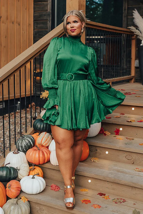 Prosecco Splash Mini Dress In Hunter Green Curves sold by Impressions product image thumbnail 4