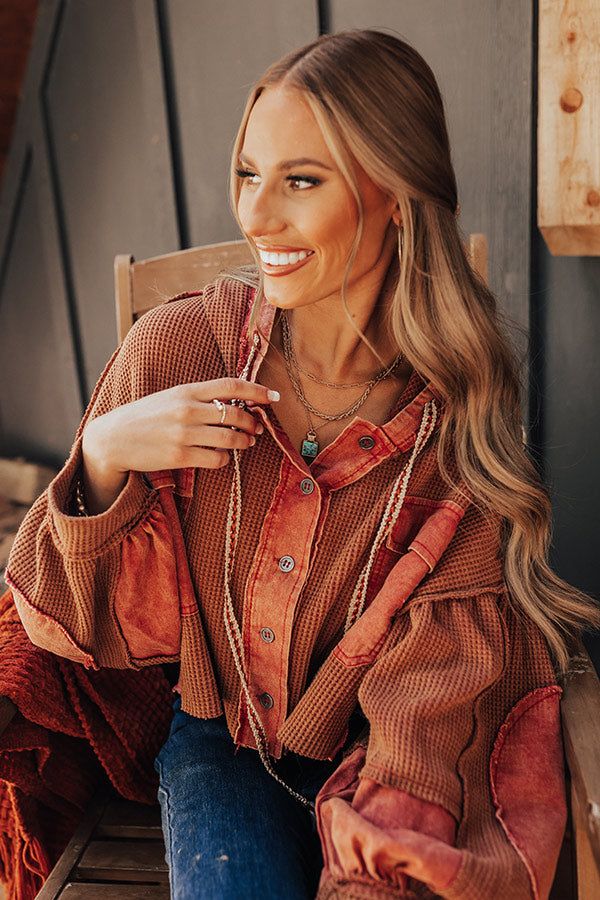 Autumn Sweetheart Waffle Knit Sweater In Rust sold by Impressions product image thumbnail 2