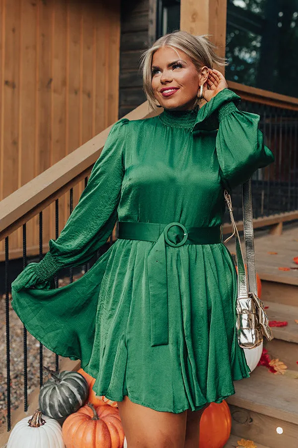 Prosecco Splash Mini Dress In Hunter Green Curves sold by Impressions product image thumbnail 5