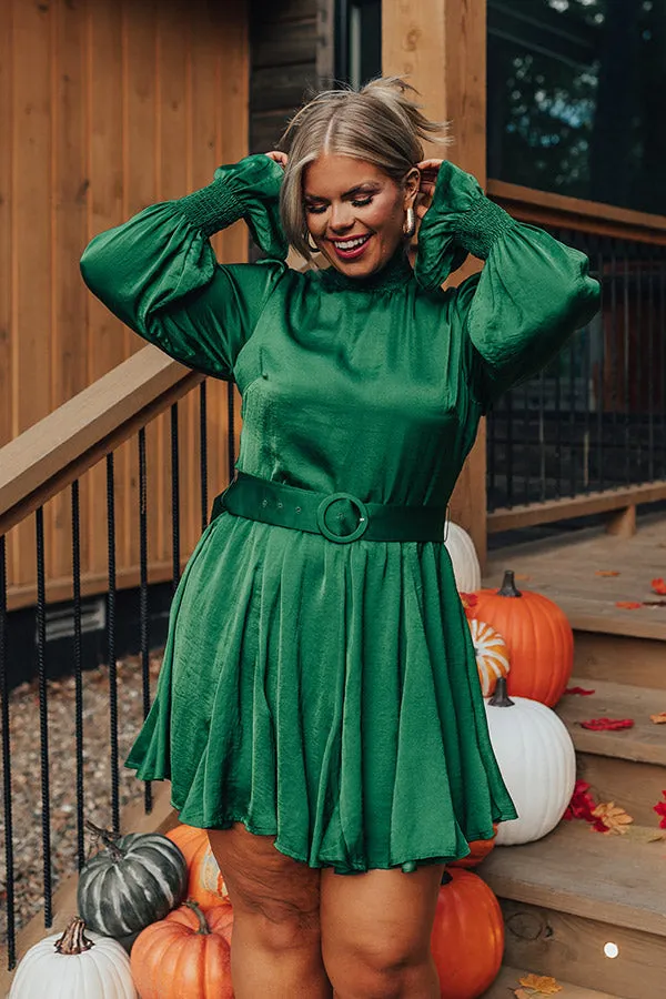 Prosecco Splash Mini Dress In Hunter Green Curves sold by Impressions product image thumbnail 2