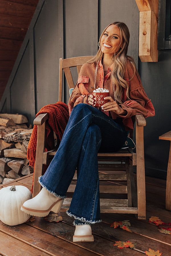 Autumn Sweetheart Waffle Knit Sweater In Rust sold by Impressions product image thumbnail 3