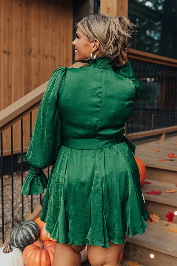 Prosecco Splash Mini Dress In Hunter Green Curves sold by Impressions product image thumbnail 3