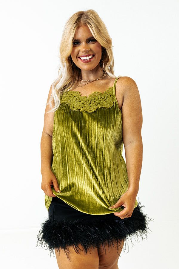 Finding Romance Velvet Tank In Lime Curves sold by Impressions product image thumbnail 5