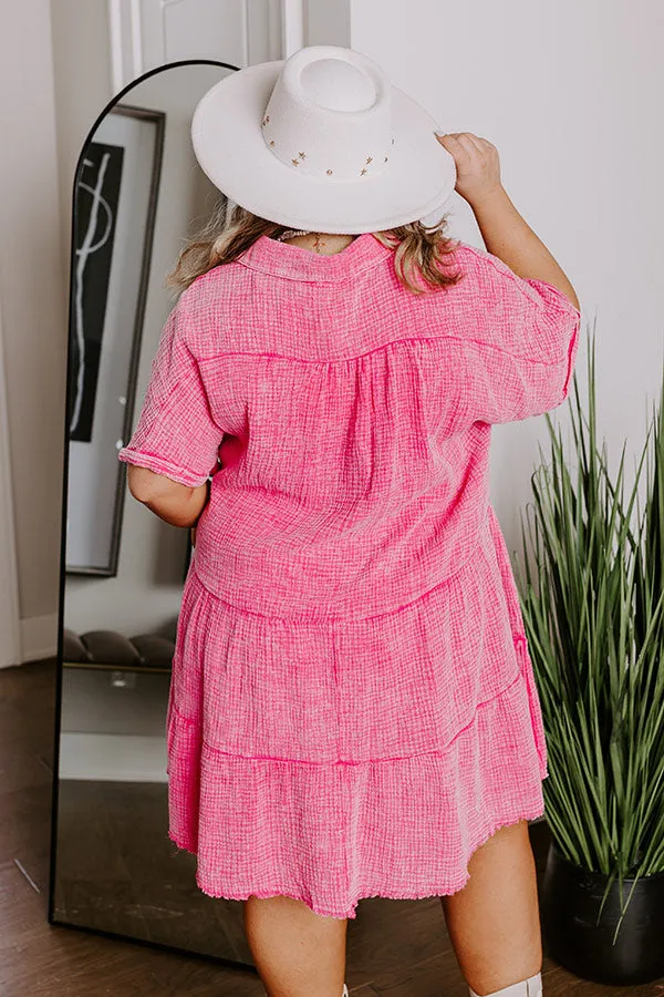 Across The World Mineral Wash Mini Dress In Pink Curves sold by Impressions product image thumbnail 3