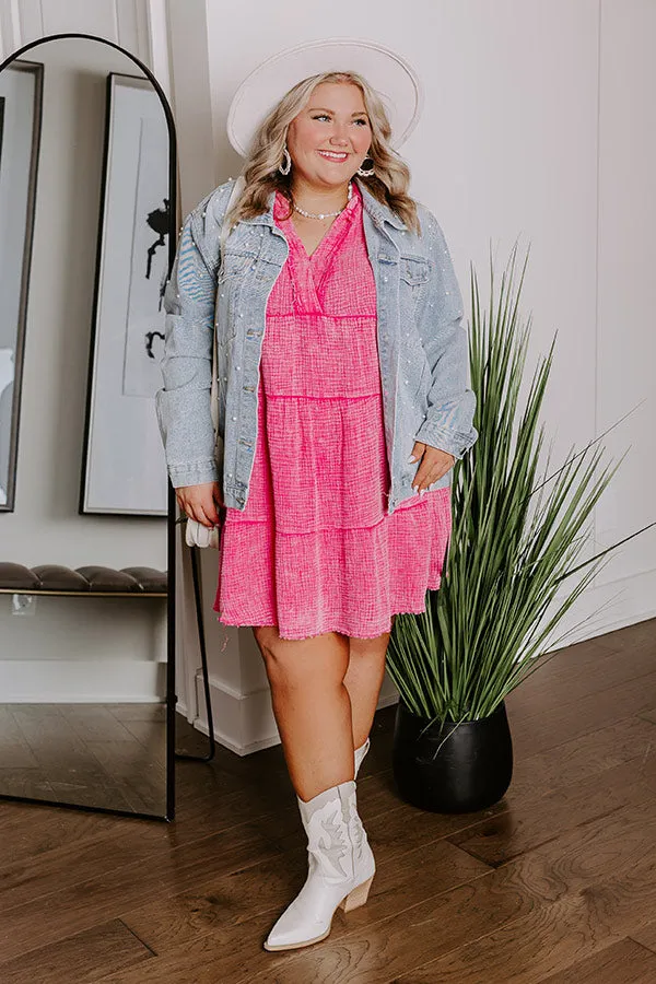 Across The World Mineral Wash Mini Dress In Pink Curves sold by Impressions product image thumbnail 4