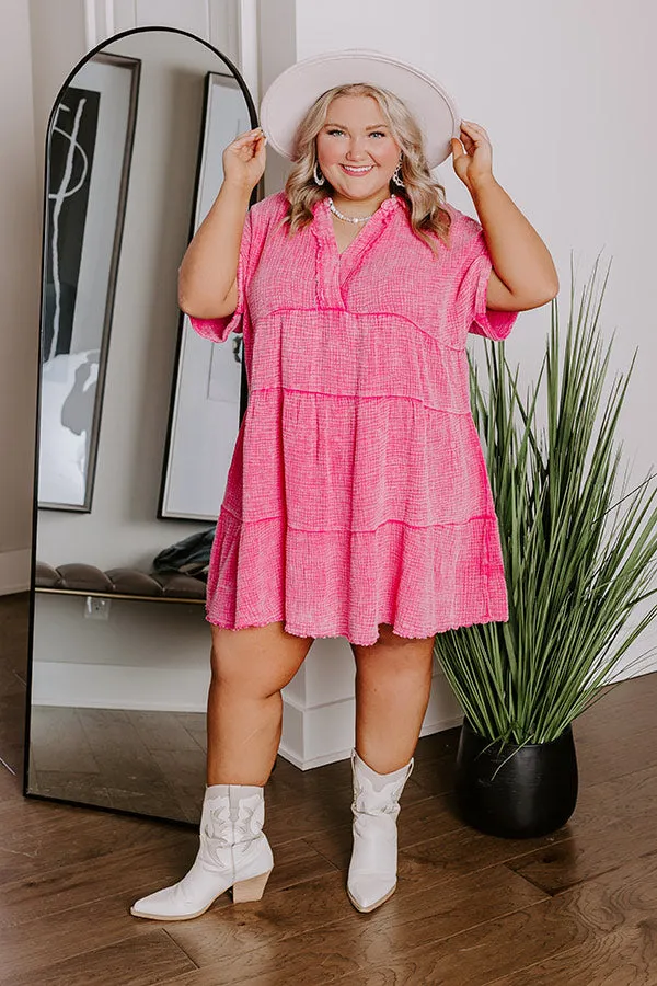 Across The World Mineral Wash Mini Dress In Pink Curves sold by Impressions product image thumbnail 2