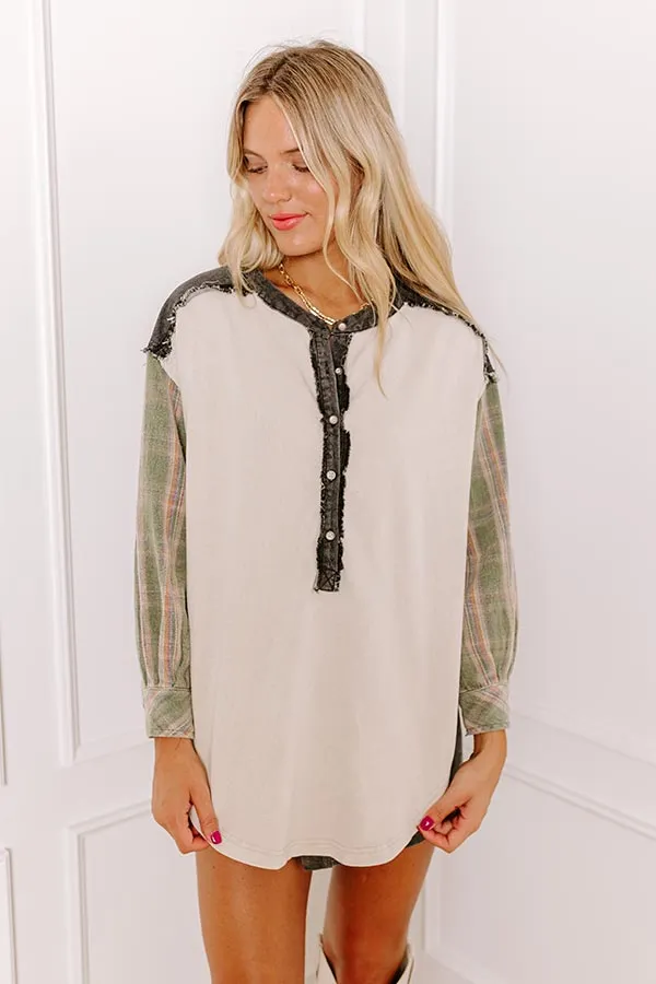Bonfire Season Vintage Henley Top in Green sold by Impressions product image thumbnail 5
