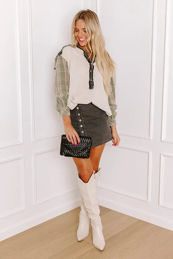 Bonfire Season Vintage Henley Top in Green sold by Impressions product image thumbnail 4