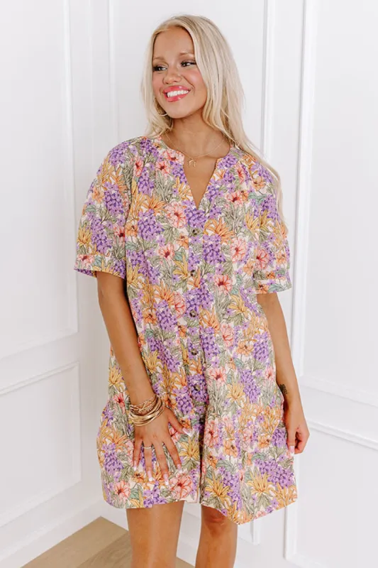 Floral Paradise Button Down Mini Dress sold by Impressions