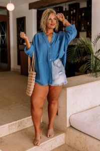 Sunny Forecast Tunic In Ocean Blue Curves sold by Impressions
