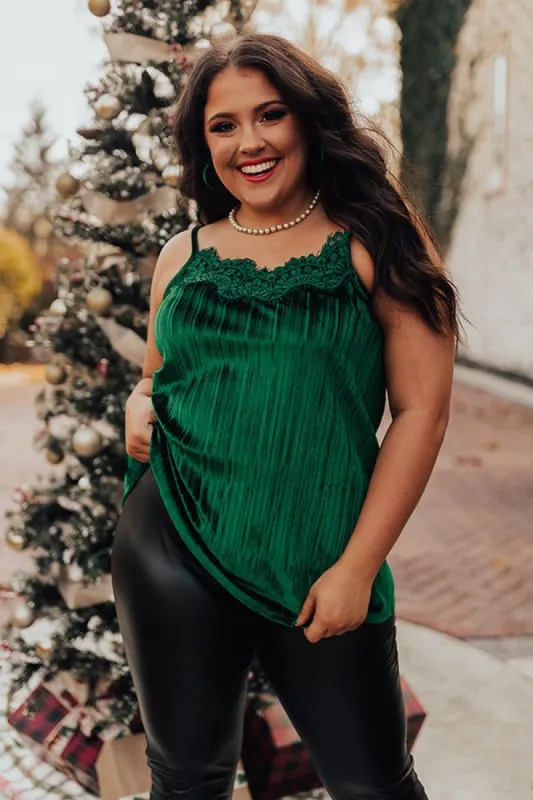 Finding Romance Velvet Tank In Green Curves sold by Impressions