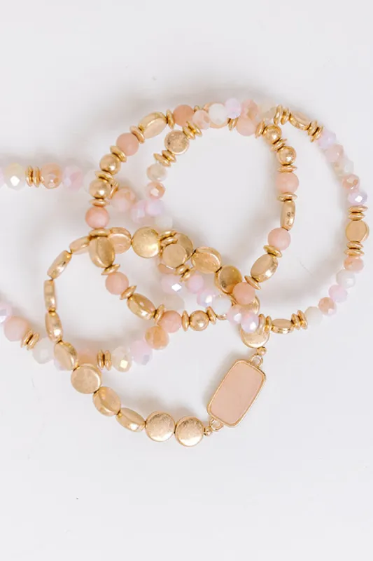 Daily Entertainment Stretch Bracelet Set in Pink sold by Impressions