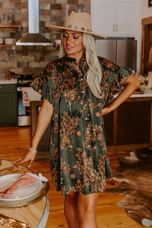 Song On Repeat Floral Shift Dress in Forest sold by Impressions