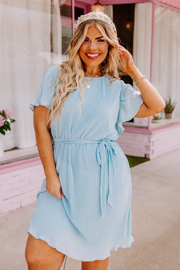 Flight Miles Pleated Dress In Sky Blue Curves sold by Impressions product image thumbnail 2