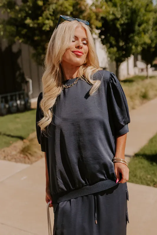 Central Park Stroll Shift Top in Navy Curves sold by Impressions