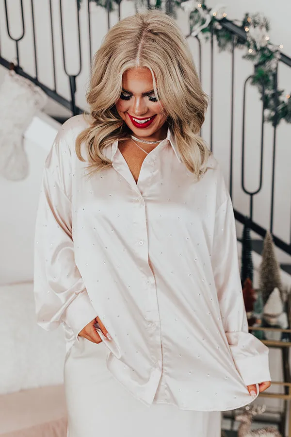 Milan Muse Rhinestone Satin Top In Champagne Curves sold by Impressions