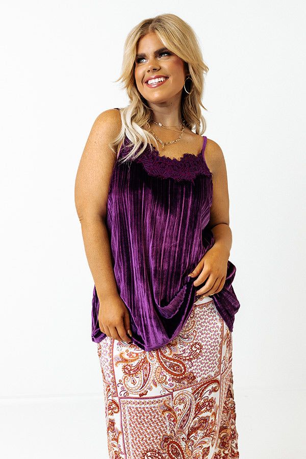 Finding Romance Velvet Tank In Purple Curves sold by Impressions