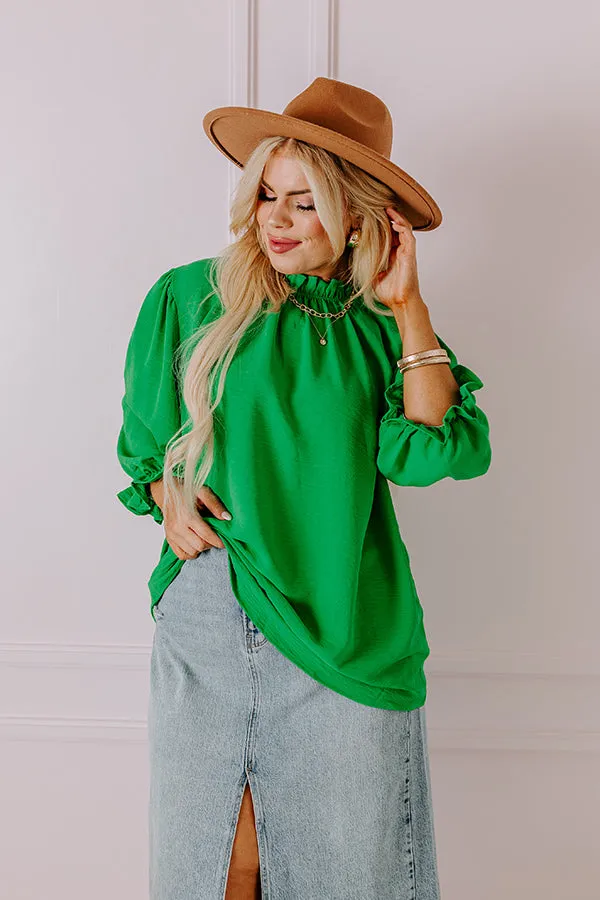 Brunch Date Shift Top In Kelly Green Curves sold by Impressions product image thumbnail 5