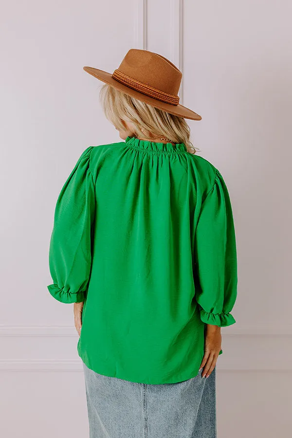 Brunch Date Shift Top In Kelly Green Curves sold by Impressions product image thumbnail 2